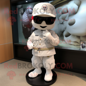 White Soldier mascot costume character dressed with a Baseball Tee and Headbands
