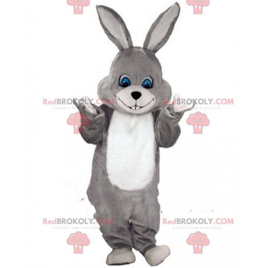 Grijs en wit konijn mascotte, pluche konijn kostuum - Grijs en wit konijn mascotte, pluche konijn kostuum -