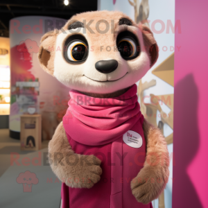 Pink Meerkat maskot kostume...