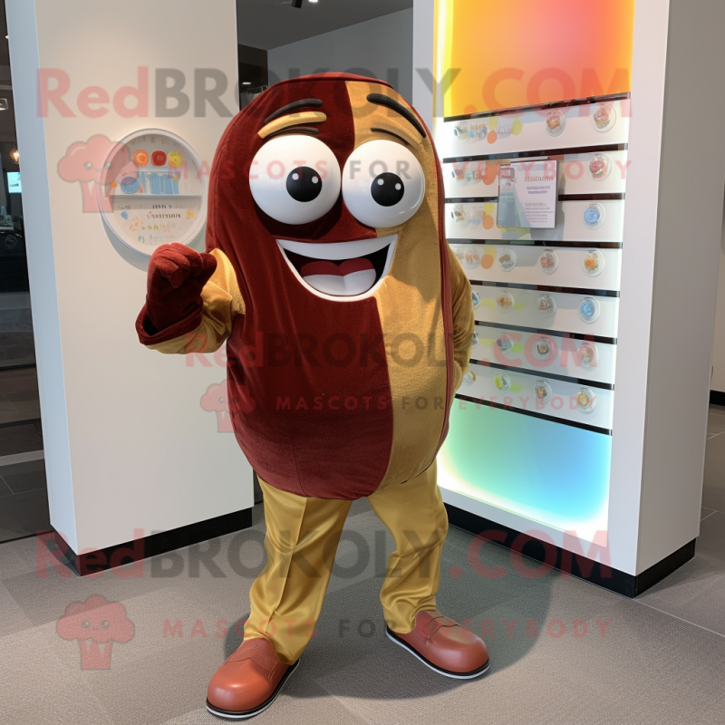 Rust Rainbow mascot costume character dressed with a Blazer and Coin purses Rust Rainbow mascot costume character dressed with a Blazer and Coin purses