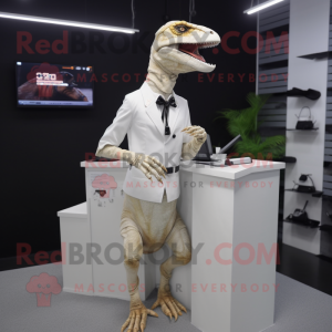 Hvit Velociraptor maskot...
