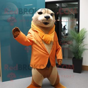 Orange Sea Lion maskot...