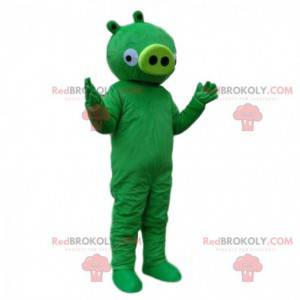 Angry bird video groen varken mascotte. Boze vogel kostuum -
