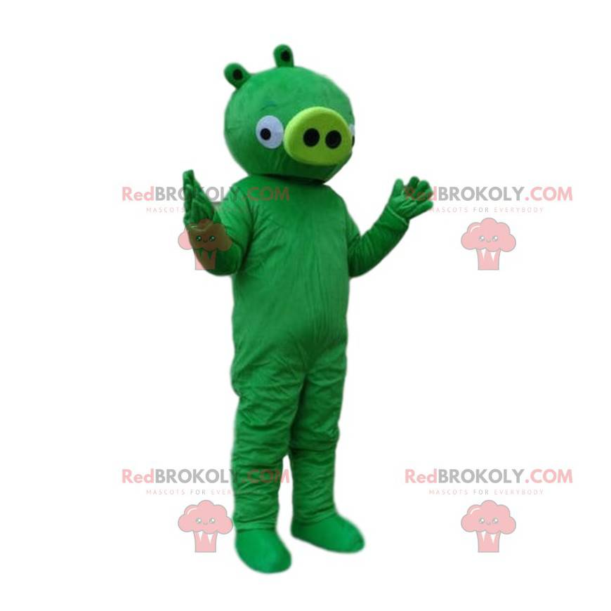 Mascotte de cochon vert de vidéo Angry bird. Costume Angry bird