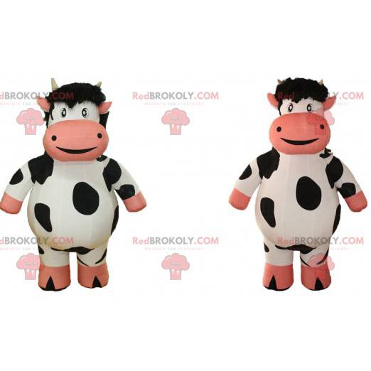 2 oppustelige ko maskotter, farm kostumer - Redbrokoly.com