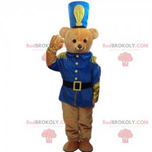 Teddy bear mascot, military costume, military bear -