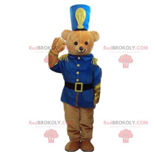 Teddy bear mascot, military costume, military bear -