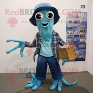 Blue Squid mascotte kostuum...