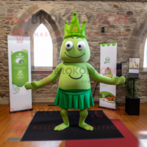 Olive Irish Castle mascot costume character dressed with a Yoga Pants and Earrings