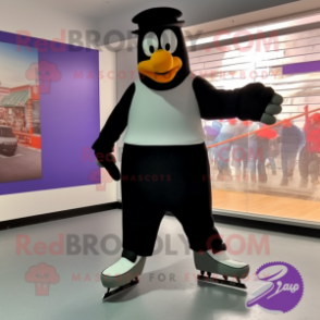 Black Pair Of Ice Skates mascot costume character dressed with a Culottes and Shoe clips