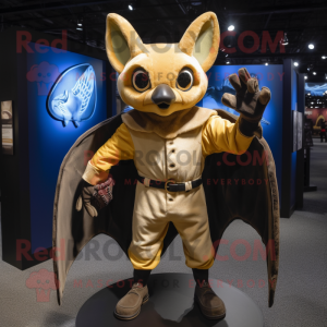 Gold Bat mascot costume character dressed with a Henley Tee and Gloves