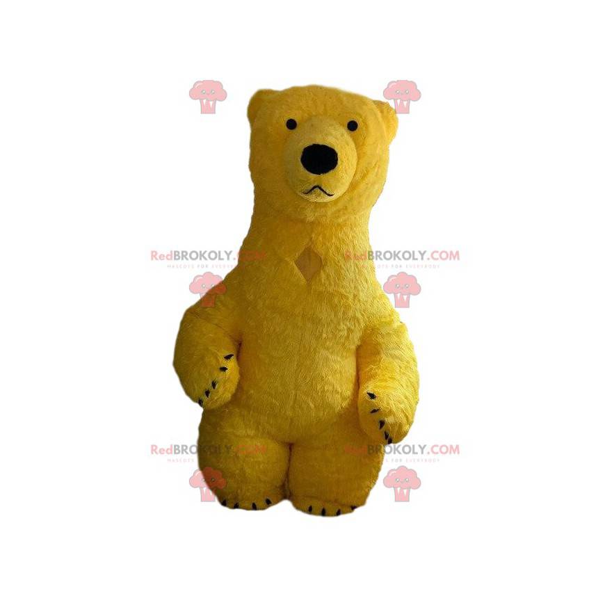 Mascotte d'ours jaune gonflable, costume nounours géant -