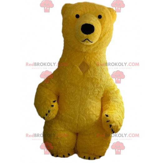 Oppblåsbar gul bjørnemaskot, gigantisk bamskostyme -