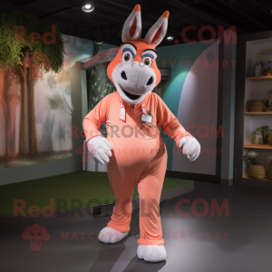 Peach Donkey mascot costume character dressed with a Joggers and Cummerbunds
