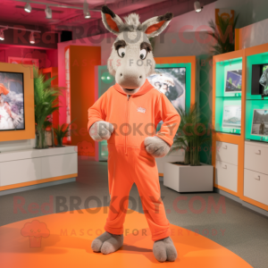 Peach Donkey mascot costume character dressed with a Joggers and Cummerbunds