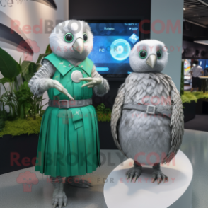 Silver Kiwi mascot costume character dressed with a Wrap Dress and Smartwatches