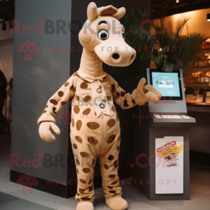 Tan Giraffe maskot kostume...