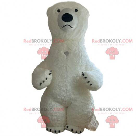 Mascotte d'ours blanc gonflable, costume ours polaire géant -