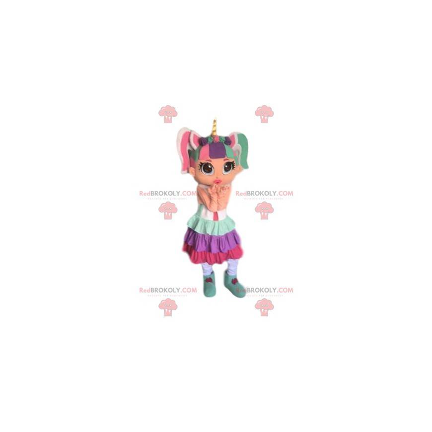 Mascot niña colorida, traje de niña muy colorido - Mascot niña colorida, traje de niña muy colorido -