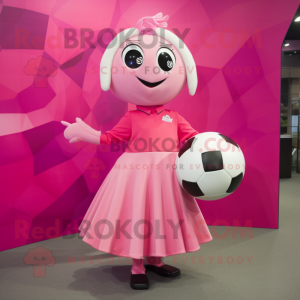 Rosa fotboll maskot kostym...