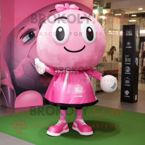 Rosa fotboll maskot kostym...