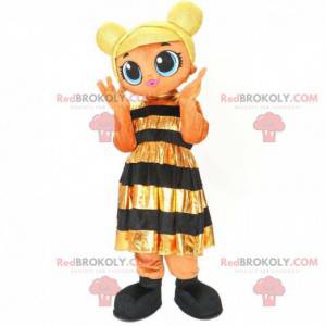Mascotte de fille habillée en abeille, costume d'abeille -