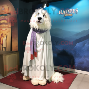 White Shepard'S Pie mascot costume character dressed with a A-Line Dress and Shawls