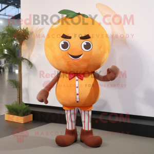 Brown Grapefruit mascot costume character dressed with a Romper and Cufflinks