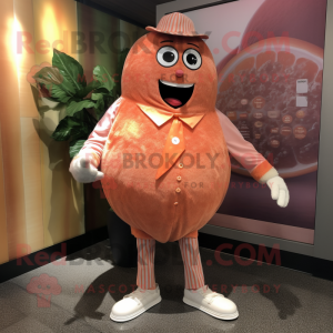 Brown Grapefruit mascot costume character dressed with a Romper and Cufflinks