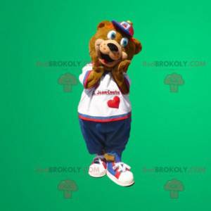 Mascotte dell'orso bruno con gli occhi azzurri - Redbrokoly.com