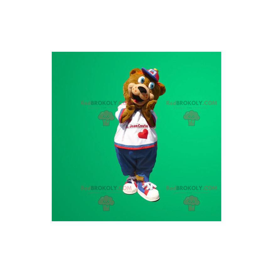 Mascotte dell'orso bruno con gli occhi azzurri - Redbrokoly.com