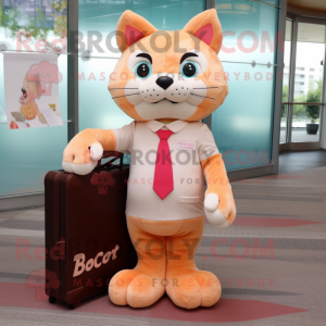 Peach Bobcat maskot kostume...