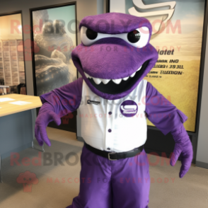 Purple Titanoboa mascot costume character dressed with a Graphic Tee and Cufflinks