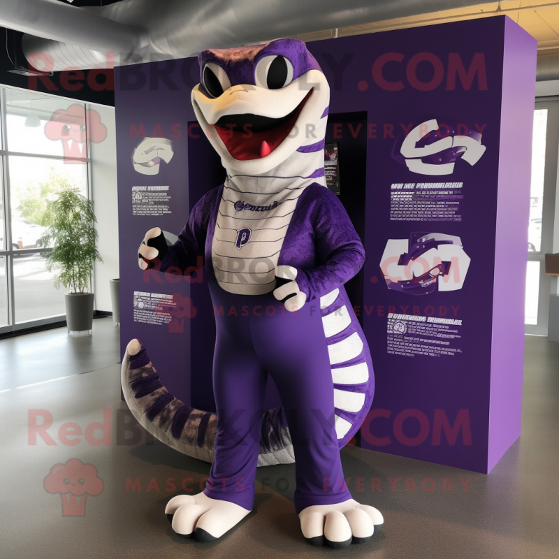 Purple Titanoboa mascot costume character dressed with a Graphic Tee and Cufflinks