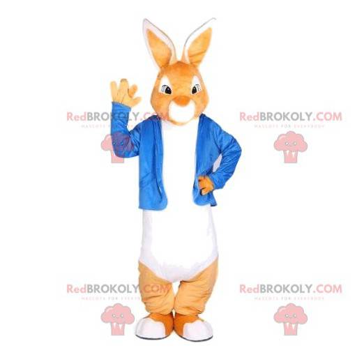 Mascotte de lapin habillé d'une tenue élégante, lapin de Pâques