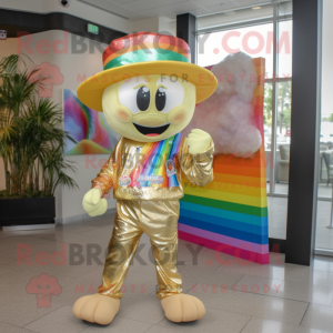 Gold Rainbow maskot kostume...