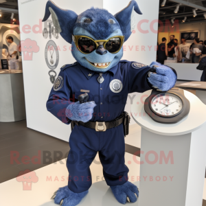 Navy Gargoyle mascot costume character dressed with a Jumpsuit and Bracelet watches