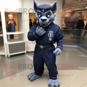 Navy Gargoyle mascot costume character dressed with a Jumpsuit and Bracelet watches