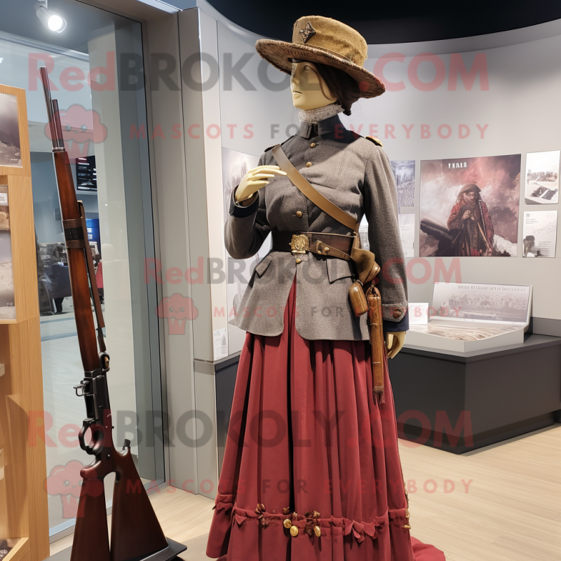 nan Civil War Soldier mascot costume character dressed with a Dress and Brooches nan Civil War Soldier mascot costume character dressed with a Dress and Brooches