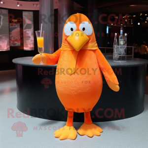 Orange Penguin mascot costume character dressed with a Cocktail Dress and Cummerbunds