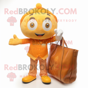 Gold Orange mascot costume character dressed with a Poplin Shirt and Handbags