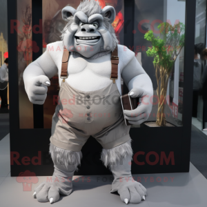 Silver Ogre maskot kostym...