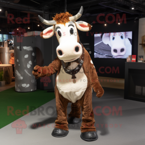Brun Holstein Cow maskot...