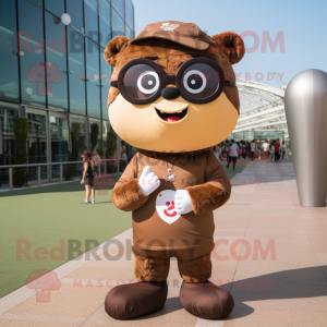 Brown Love Letter mascot costume character dressed with a Joggers and Eyeglasses