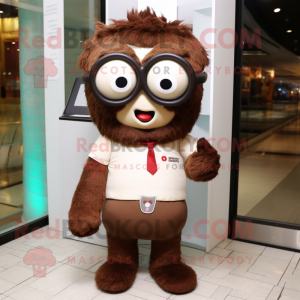 Brown Love Letter mascot costume character dressed with a Joggers and Eyeglasses