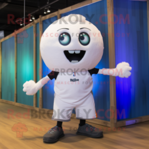 White Volleyball Ball mascot costume character dressed with a Vest and Shoe laces