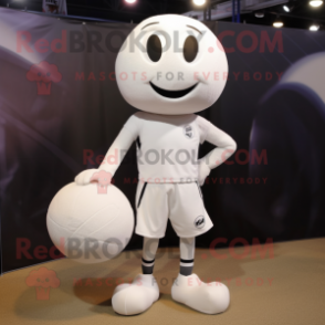 White Volleyball Ball mascot costume character dressed with a Vest and Shoe laces