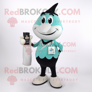 Teal fles melk mascotte...