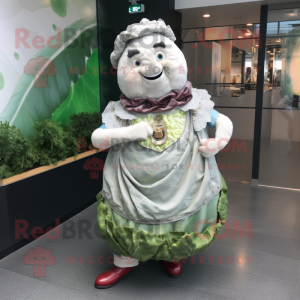 Silver Corned Beef And Cabbage mascot costume character dressed with a Mini Dress and Bracelet watches