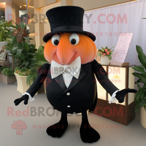 Peach Hermit Crab mascot costume character dressed with a Tuxedo and Cummerbunds